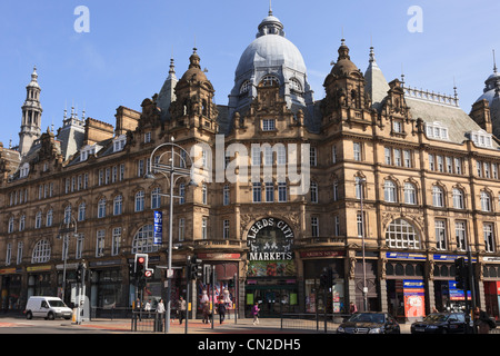 Kirkgate Markets Victorian indoor market hall building in Leeds, West Yorkshire, England, UK, Britain Stock Photo