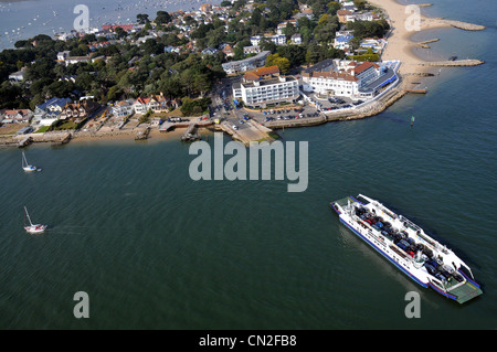 Sandbanks with the chain car and passenger ferry that connects to Studland, Dorset Britain, UK Stock Photo