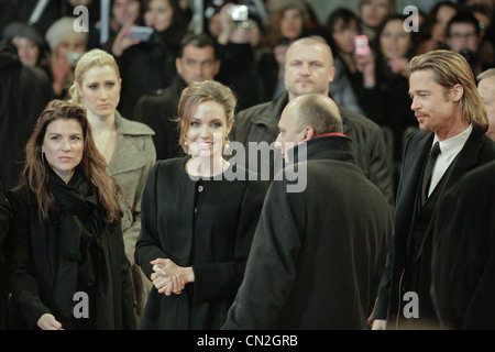 US actress and director Angelina Jolie, arrives at gala premiere in Sarajevo accompanied with Brad Pitt. Angelina is in Sarajevo Stock Photo