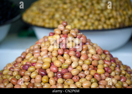 Pile of olives, close up Stock Photo