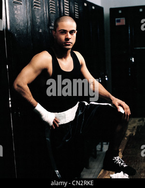 Portrait of a boxer in a Brooklyn boxing gym Stock Photo