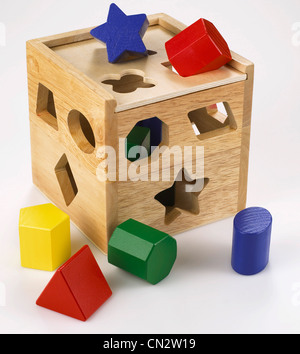 Colorful Toy Blocks and Container Stock Photo