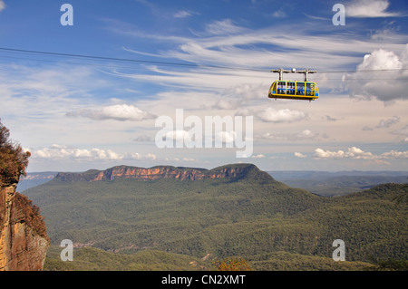 View of Scenic Skyway cable-car above The Jamison Valley, Blue Mountains, New South Wales, Australia Stock Photo