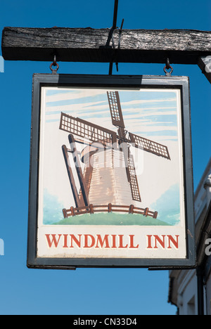 Sign for the Windmill Inn public house in Stratford upon Avon Stock Photo