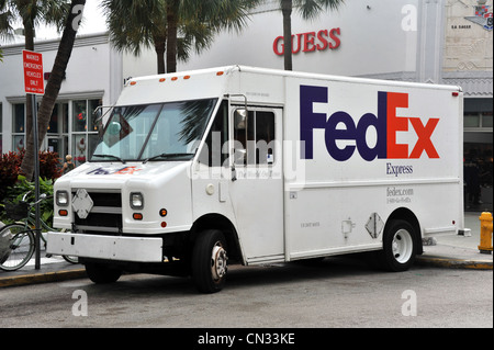 FedEx Express delivery truck, USA Stock Photo