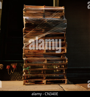 Stack of wooden pallets Stock Photo