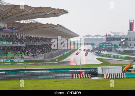 Heavy Rain during the Start Stock Photo