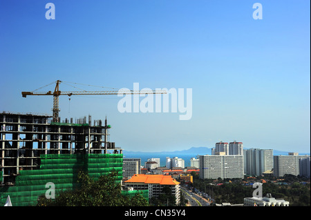 Construction site in Pattaya, Thailand. Aerial view Stock Photo