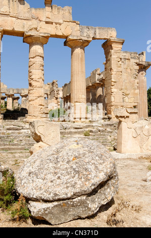 Cyrene. Libya. Image of the front of Temple of Zeus which like most Greek Temples always faced east. Stock Photo