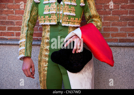 Bullfighter wearing traditional clothing at opening ceremony, Las Ventas bullring, Madrid Stock Photo