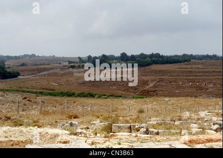 Cyrene. Libya. View of the remaining columns of the Doric style Temple of Demeter which is outside the city walls Stock Photo