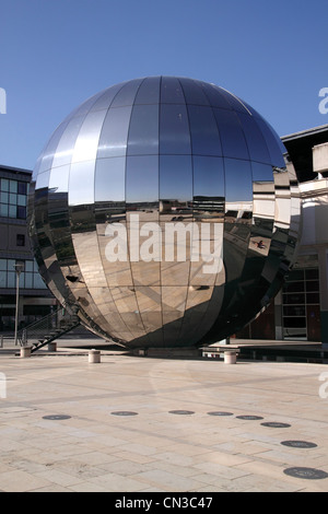 Mirrored Planetarium Sphere at Millennium Square Bristol Stock Photo