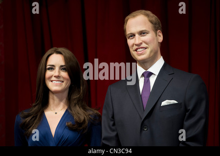 The Duke and Duchess of Cambridge Waxworks are unveiled at Madame Tussauds Stock Photo