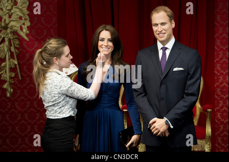 The Duke and Duchess of Cambridge Waxworks are unveiled at Madame Tussauds Stock Photo