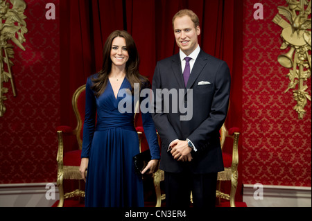 The Duke and Duchess of Cambridge Waxworks are unveiled at Madame Tussauds Stock Photo