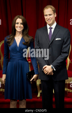 The Duke and Duchess of Cambridge Waxworks are unveiled at Madame Tussauds Stock Photo