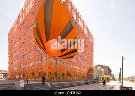 France, Rhone, Lyon, La Confluence new district in the South of the Presqu'ile (Peninsula), the Pavillon des Salins also called Stock Photo