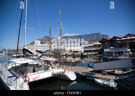 Cape Town Waterfront Bay with Tour Boats Stock Photo