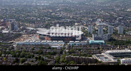 Aerial view of Arsenal Emirates Stadium with Highbury, London N5 & N7