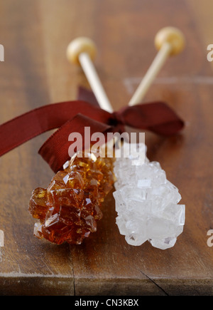 crystal sugar candy on a wooden stick Stock Photo