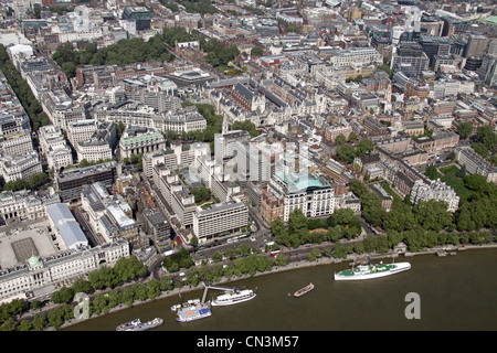 Aerial view of King's College University and Temple Place, London WC2 Stock Photo