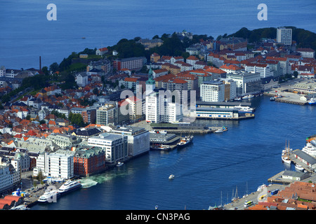 Norway, Hordaland County, Bergen, view from Mount Floyen Stock Photo