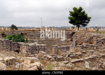 Cyrene. Libya. View of Odeon or Theatre which lies outside the west wall of the Forum. It is of typical Roman form with five Stock Photo