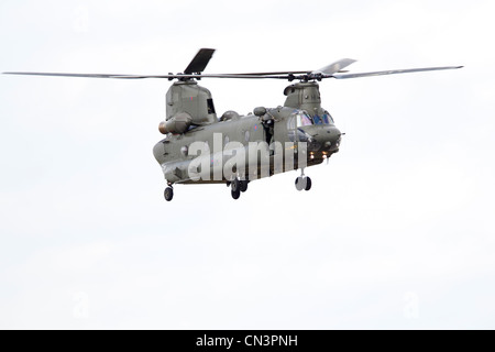 Boeing Chinook HC2, a tandem rotor helicopter Royal Air Force helicopter, RAF Waddington, Lincoln, International Airshow. A series of variants based on the United States Army's CH-47 Chinook, the RAF Chinook fleet is the largest outside of the United States. RAF Chinooks have seen extensive service including fighting in the Falklands War, peace-keeping commitments in the Balkans, and action in the Iraq and Afghanistan wars. The Chinook HC2 aircraft, normally based at RAF Odiham, provides heavy-lift support and transport across all branches of the British armed forces Stock Photo