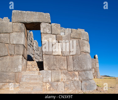 Peru, Cuzco Province, Cuzco, listed as World Heritage by UNESCO, Sacsayhuaman, Inca walled complex built by Pachacutec in the Stock Photo