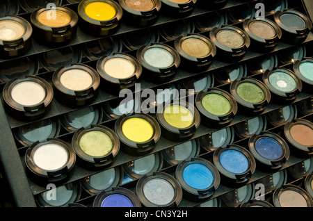 Close up of colorful eyeshadow palette group Stock Photo