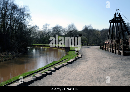 A restored part of the Shropshire Union Canal at Blist Hills Victorian Town. Stock Photo