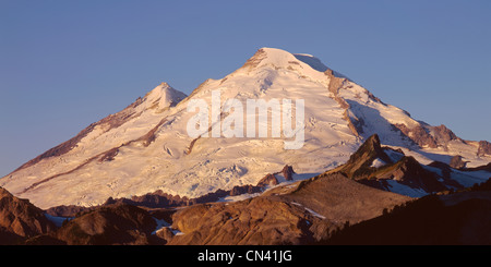 Sunrise light on northeast side of Mt. Baker, Mt. Baker Wilderness, Mt. Baker - Snoqualmie National Forest, Washington, USA Stock Photo