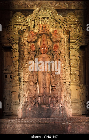 Lakshmi Hindu Goddess Image statue in Devi Jagadamba Temple, Khajuraho, India Stock Photo