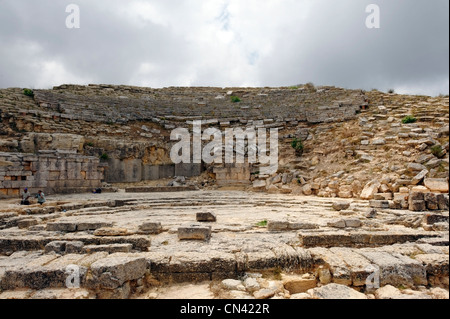 Cyrene. Libya. View of the Greek theatre / Roman Amphitheatre situated at the western end of the Sanctuary of Apollo terrace. Stock Photo