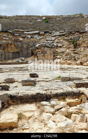 Cyrene. Libya. View of the Greek theatre / Roman Amphitheatre situated at the western end of the Sanctuary of Apollo terrace. Stock Photo