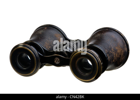 A very old pair of well worn opera glasses. Stock Photo