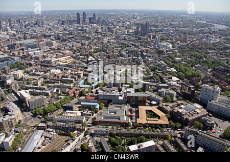 Aerial view of The South Bank University, London looking towards the City Stock Photo