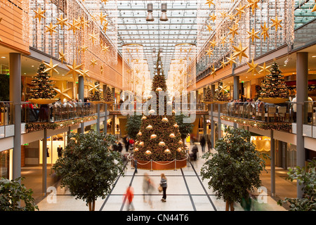 Elegant Shopping Mall at Christmas Stock Photo