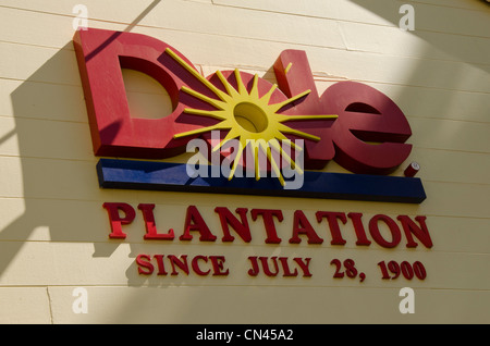 Sign for the Dole Plantation Visitor Center in Wahiawa, Oahu, Hawaii Stock Photo