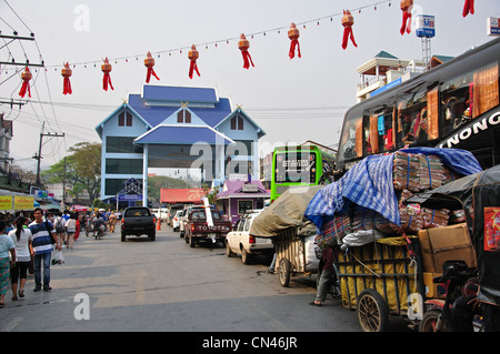 Thai-Myanmar border at Maesai, Maesai District, Chiang Rai Province, Thailand Stock Photo