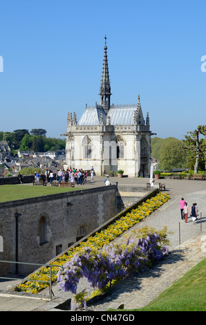 France, Indre et Loire, Loire valley listed as World Heritage by UNESCO, Amboise, the 15th century castle, St Hubert chapel Stock Photo