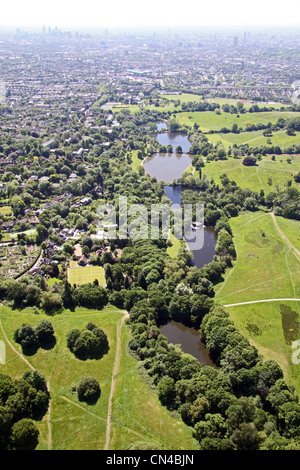 Aerial view of Highgate Ponds, near Parliament Hill, Millfield Lane, Hampstead Heath, London N6 Stock Photo