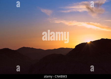 Sunset view from the top of Mount Sinai, Egypt Stock Photo