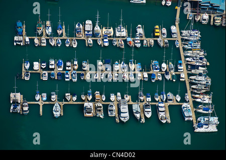 Australia, Northern Territory, Darwin, Cullen Bay, sailing boats (aerial view) Stock Photo