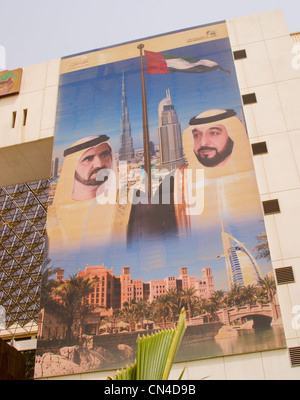 Poster of president and vice-president of the UAE, Dubai Municipality government offices, Dubai Creek, United Arab Emirates Stock Photo