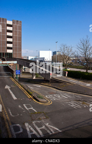 The old capitol carpark, derelict and unused carpark overlooking newport bus station, waiting to be redeveloped. Stock Photo