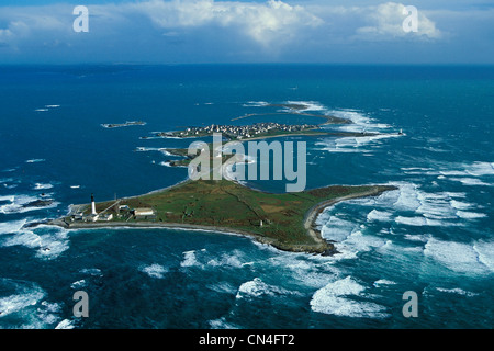 France, Finistere, Ile de Sein (aerial view) Stock Photo