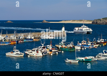 France, Morbihan, Ile de Houat (Houat island), Port St Gildas Stock Photo