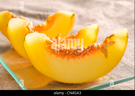 Yellow melon slices Stock Photo