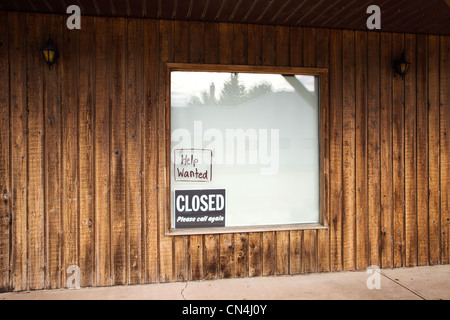 Signs in shop window Stock Photo